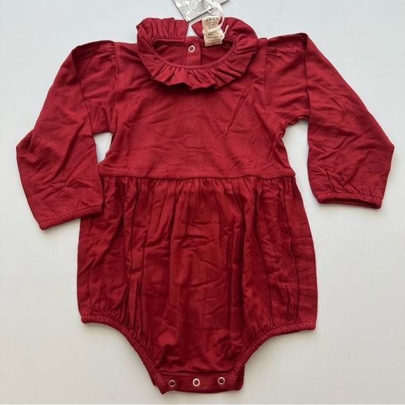 NWT Kate Quinn pear red bamboo long sleeve mini ruffle bubble size 12-18m - Picture 3 of 8